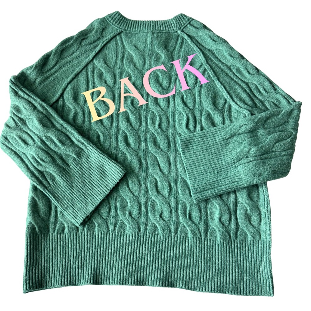 Pink‎ Rose Spruce Green Cable Knit Crewneck Sweater Size Large NWT - Picture 5 of 9